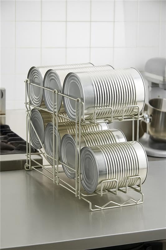 28W-171 FIFO Wire Can Rack, Holds (12) #5 Cans or (8) #10 Cans, Metal Construction, FIFO Design