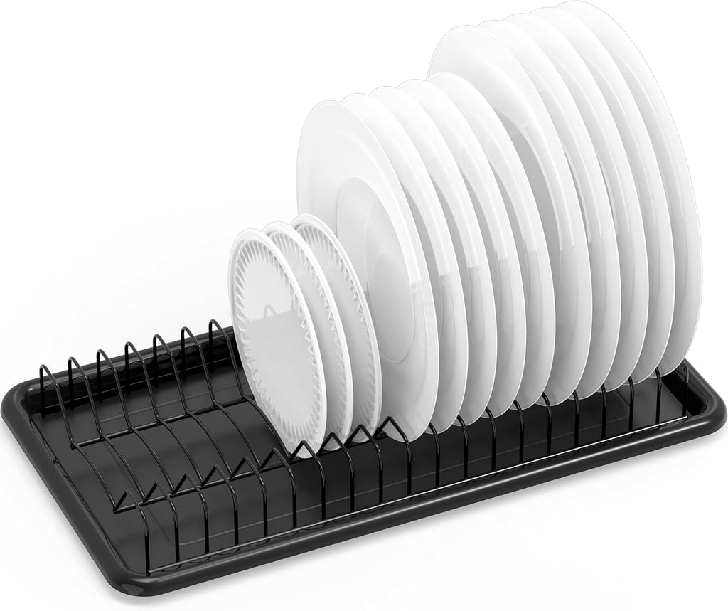 SIMPLE HOUSEWARE Stainless Steel Plate Drying Rack with Drainboard, Chrome