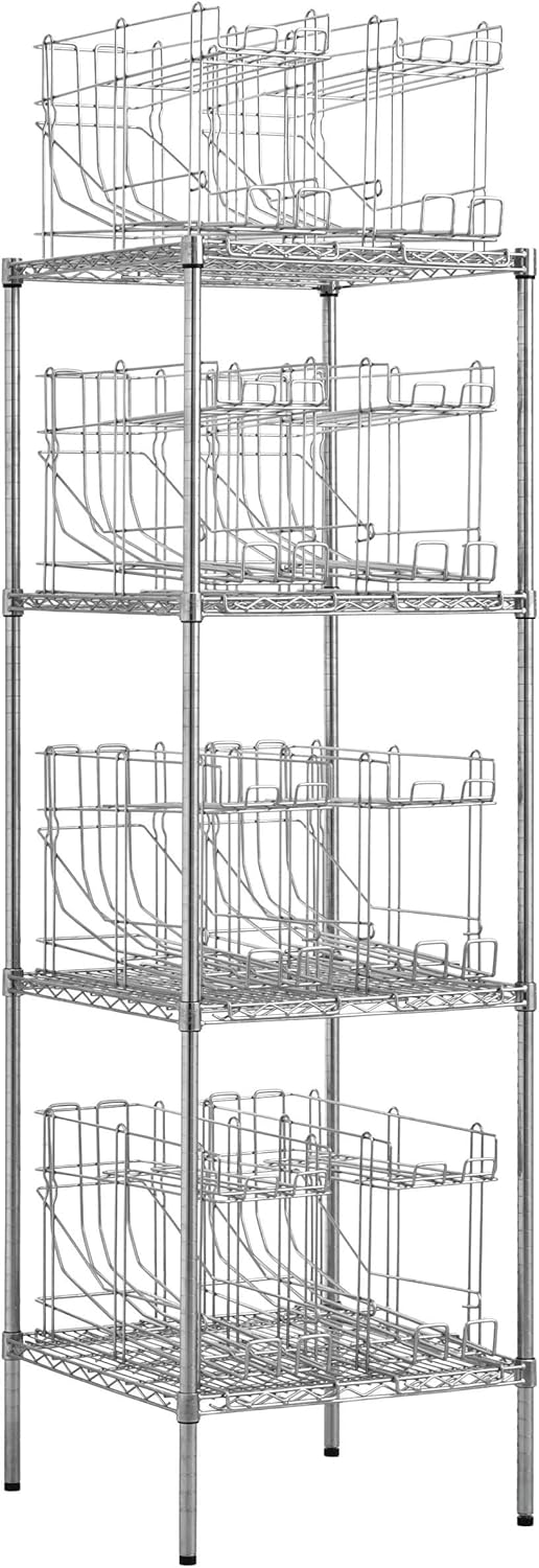 28W-171 FIFO Wire Can Rack, Holds (12) #5 Cans or (8) #10 Cans, Metal Construction, FIFO Design