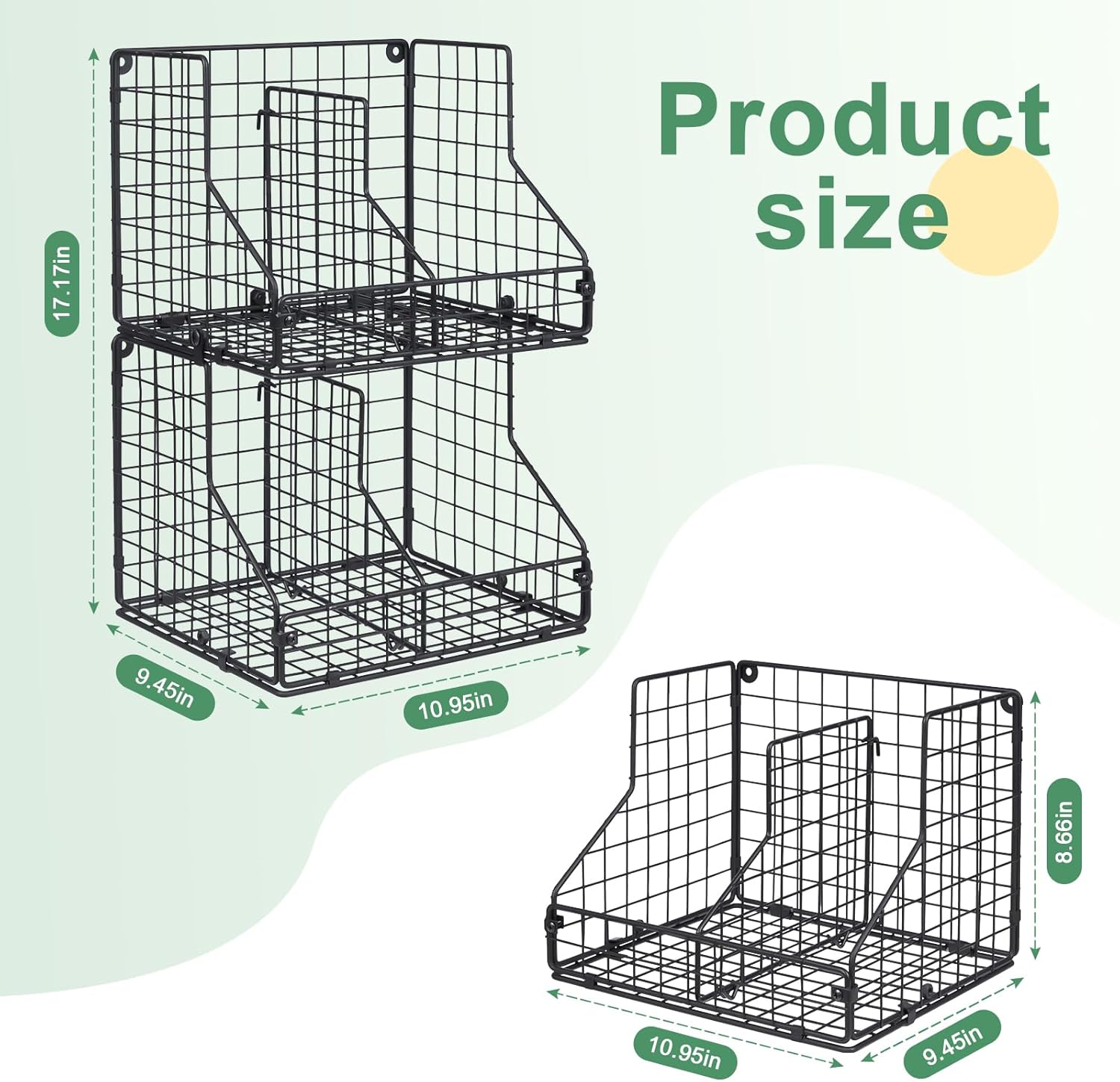 JKsmart 4 Pack Stackable Can Organizer for Pantry with Adjustable Dividers, Soda Can Organizer, Can Storage Dispenser Holds up to 56 Cans, Metal Wire Baskets Can Holder for Kitchen Cabinet Pantry