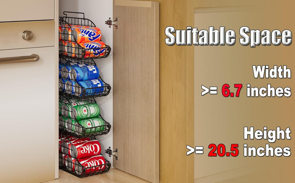Sonyabecca 6-Pack Can Storage Organizer Pantry, Stackable Kitchen Canned Food Holder With Handles, Can Organizer For Pantry Countertop Cabinet, Beverage Drink Pop Soda Can Dispenser Patent Pending