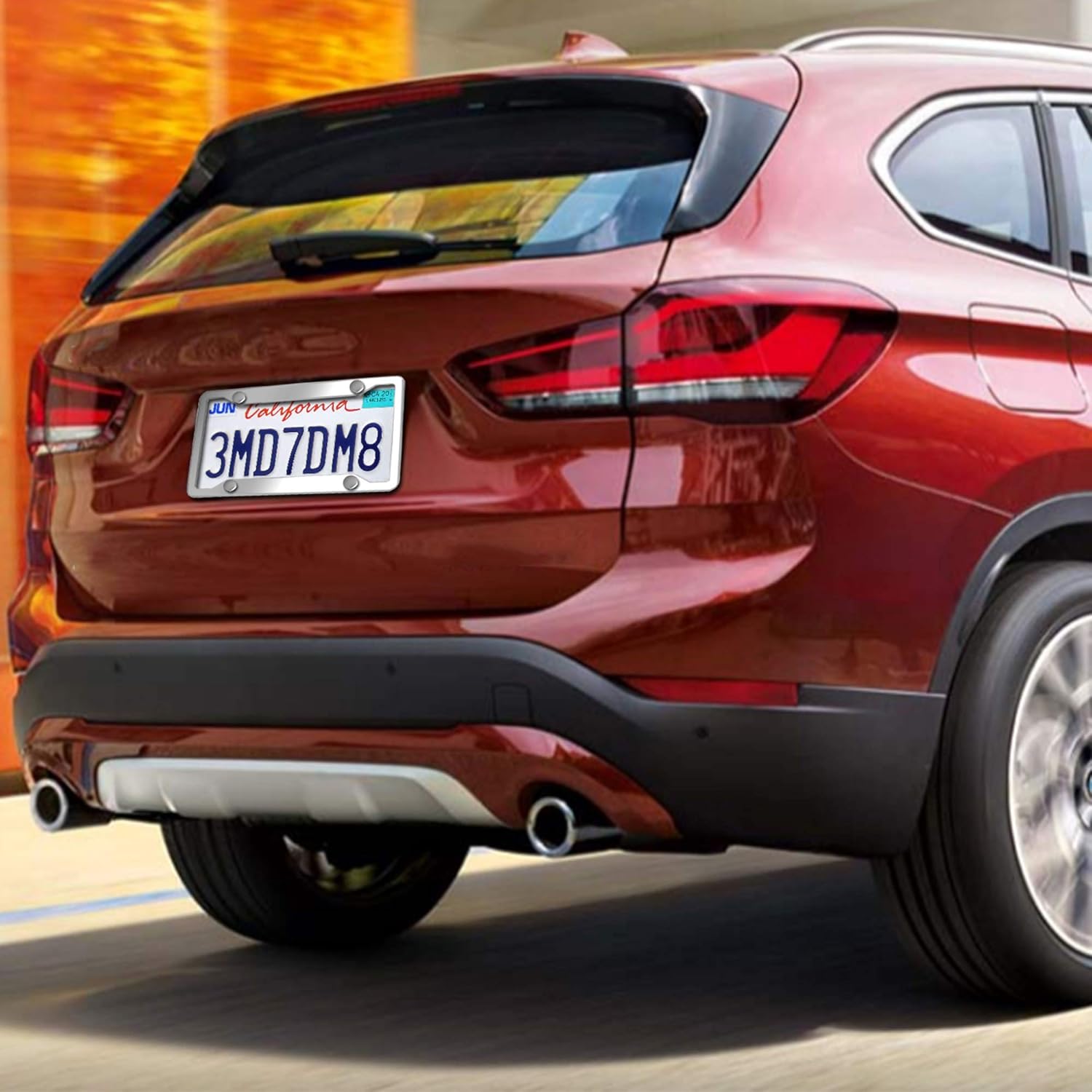 Stainless Steel License Plate Frames- 2 Pack Mirror Polished Car Plate Holder, with Screws, Chrome Caps, Heavy Duty Rustproof Metal Front Rear Car Tag Frame