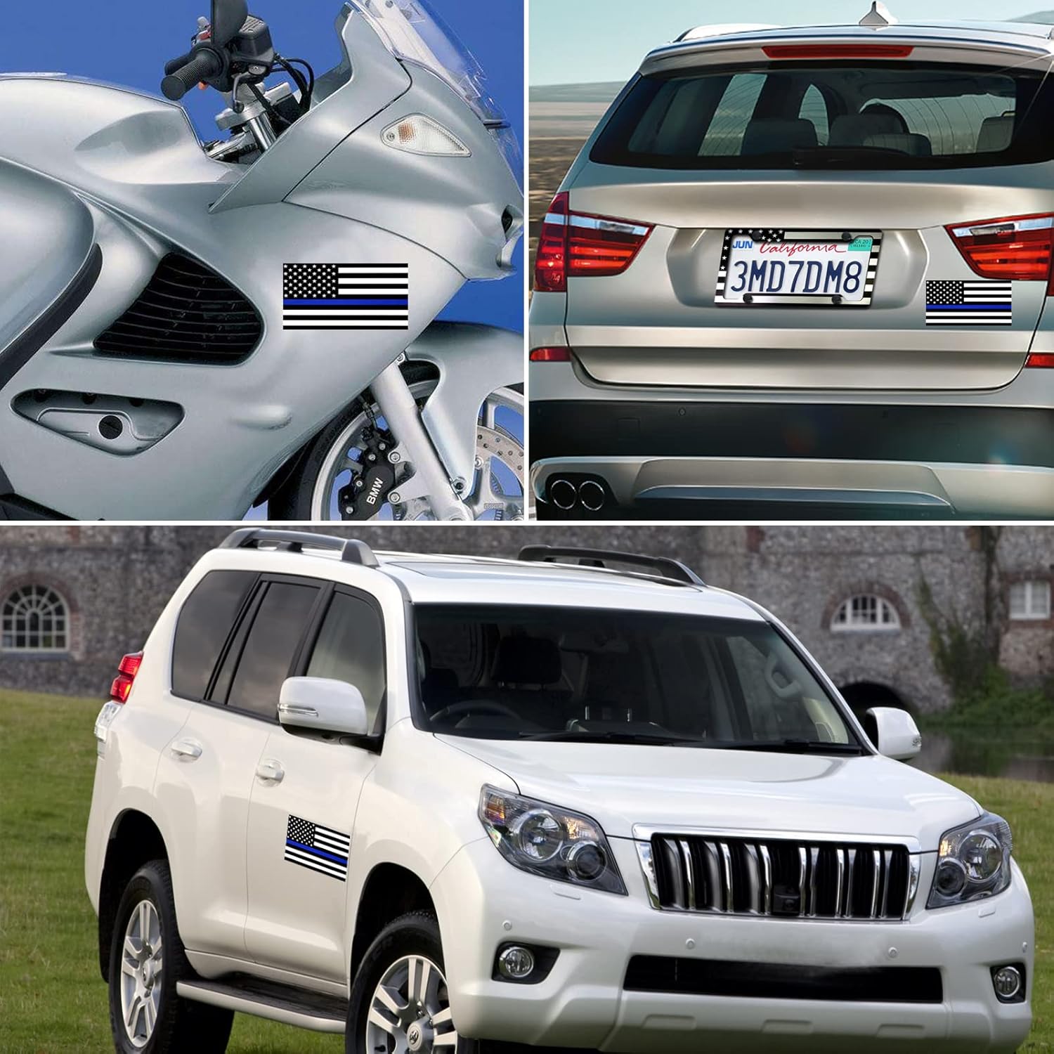 BGGTMO Black American Flag License Plate Frames- 2 Pack Front Rear Patriotic USA Stars and Stripes Aluminum Car Tag Holder with Screws