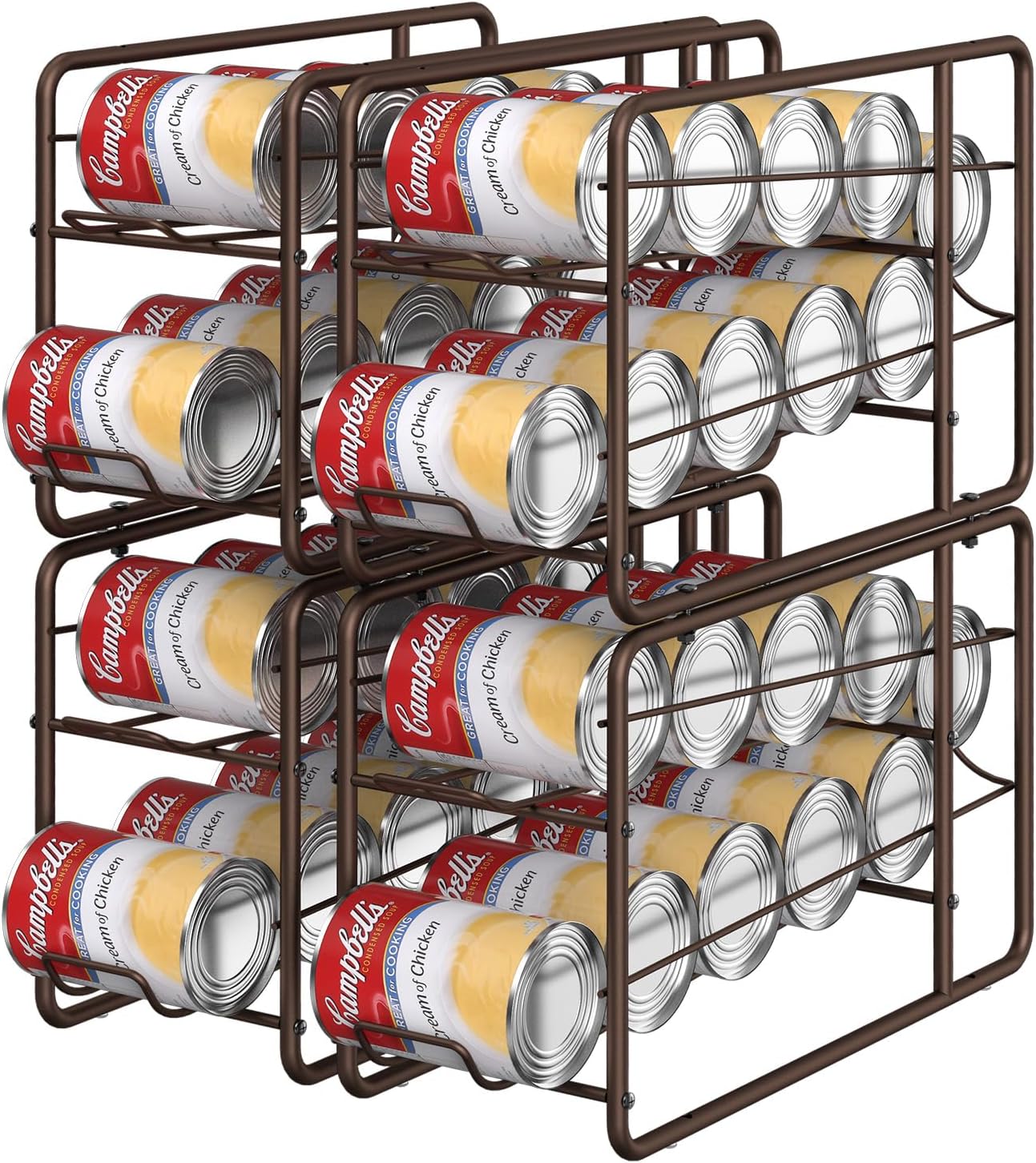 MOOACE Soda Can Organizer for for Pantry, Stackable Can Dispenser Canned Food Storage, Kitchen Cabinet Fridge Beverage Cans Holder, 4 Pack, Black