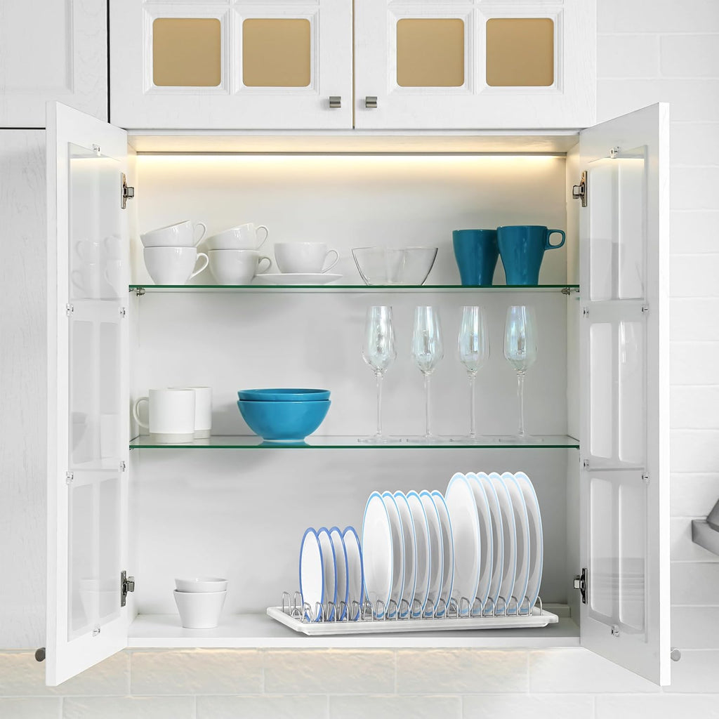 SIMPLE HOUSEWARE Stainless Steel Plate Drying Rack with Drainboard, Chrome