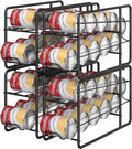 MOOACE Soda Can Organizer for for Pantry, Stackable Can Dispenser Canned Food Storage, Kitchen Cabinet Fridge Beverage Cans Holder, 4 Pack, Black