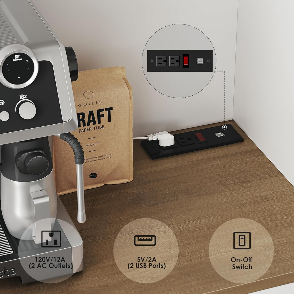 HOSTACK 71" Pantry Cabinet with Charging Station, Tall Kitchen Pantry Storage Cabinet with Microwave Stand, Farmhouse Kitchen Hutch with Storage Drawers for Living Room, Dining Room, White