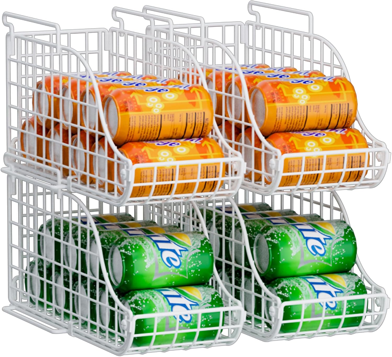 Sonyabecca 6-Pack Can Storage Organizer Pantry, Stackable Kitchen Canned Food Holder With Handles, Can Organizer For Pantry Countertop Cabinet, Beverage Drink Pop Soda Can Dispenser Patent Pending