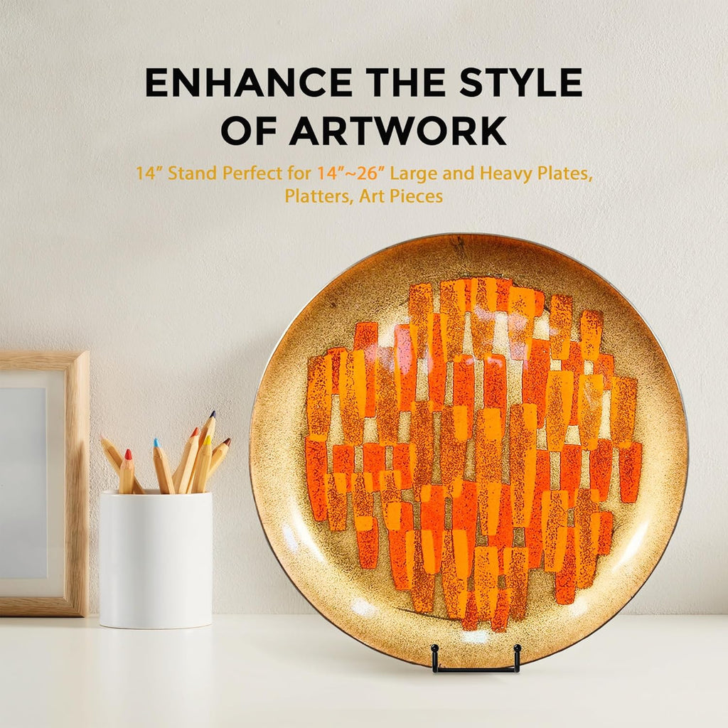 TR-LIFE 14 Inch Heavy Duty Plate Stand (2 Pack) - Metal Display Easel for Large Plates, Platters, Picture Frames, Signs, and Posters