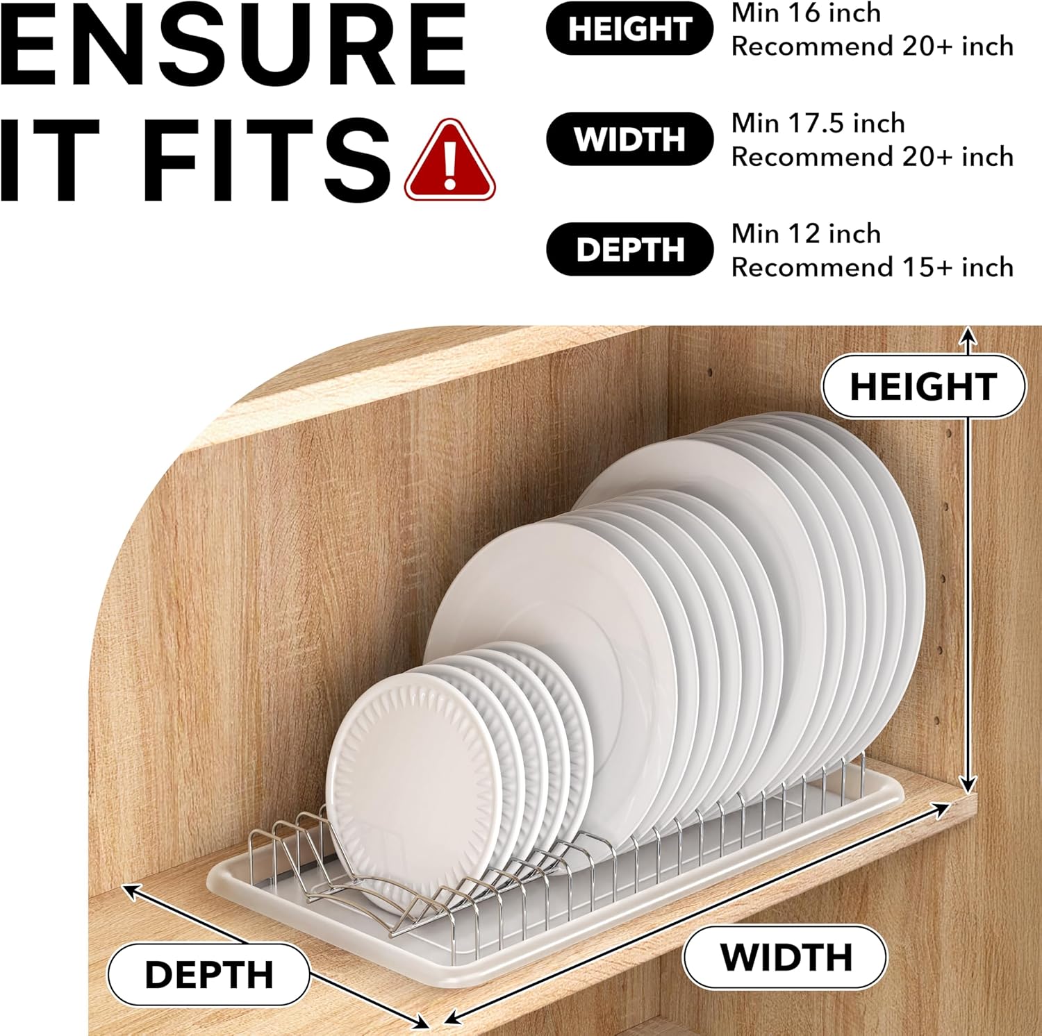 SIMPLE HOUSEWARE Stainless Steel Plate Drying Rack with Drainboard, Chrome